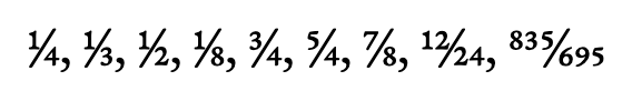 EB Garamond with diagonal fractions enabled